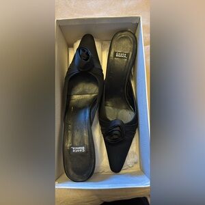 Costa Black Heels with Floral Accent